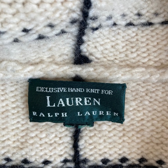 VTG L. RALPH LAUREN Heavy Knit Lambswool Hooded Toggle Tartan Midi-Cardigan Sz L - Picture 13 of 16